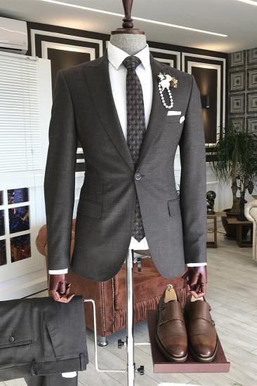 Joseph Newest Dark Brown Peaked Lapel Slim Fit Men Suits For Business_1