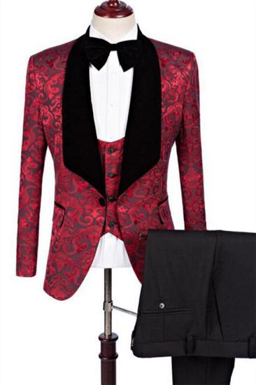 Modern Flower Slim Fit Pattern Prom Suits | Fashion Three Pieces Jacquard Men Suits