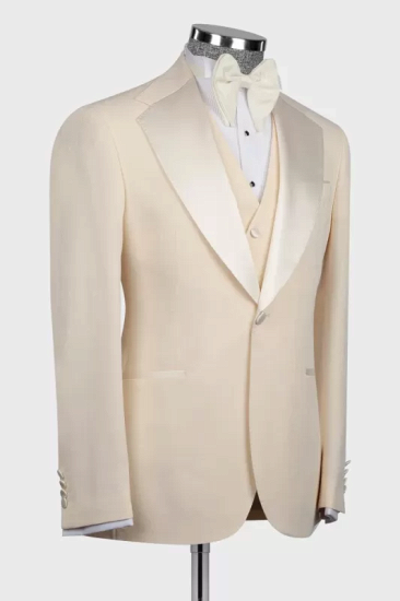 Popular Champagne Notched Lapel Three Pieces One Button Prom Suit | Happnessmall_2