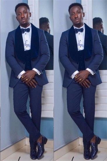 Hudson Special Design Dark Navy Shawl Lapel Slim Fit Wedding Mens Suit_2