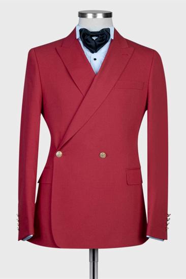 Modern Red Peaked Lapel Slim Fit Prom Suits for Men_1