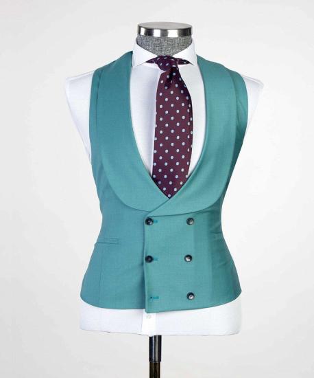 Fashionable Green Peaked Lapel Two Buttons 3-Pieces Men Suits | Happnessmall_3