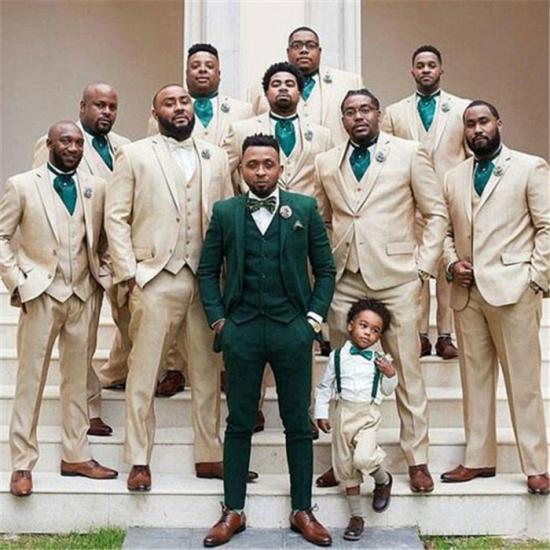 Lazarus Light Champagne Slim Fit Notched Lapel Wedding Suit For Groomsmen_2