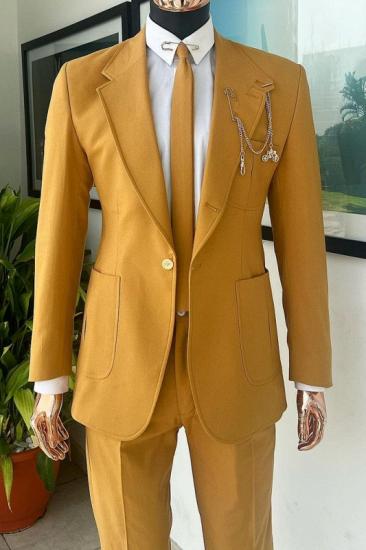 Dimitris Modern Gold Notched Lapel One Button Two Pieces Prom Suits_1
