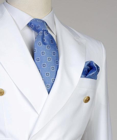 Classical White Two Pieces Double Breasted Close Fitting Bespoke Men Suits_3