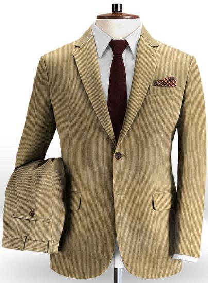 Advanced Camel Striped Notched Lapel Tuxedo | Slim Fit Business Men Suits_2