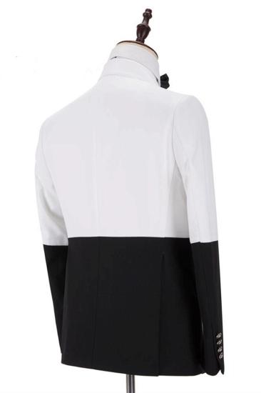 Unique Simple White and Black Double Breasted Men Suits Online_3