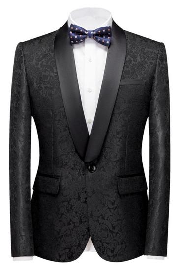 Nico Classic Black Jacquard Shawl Lapel Wedding Men Suits_1