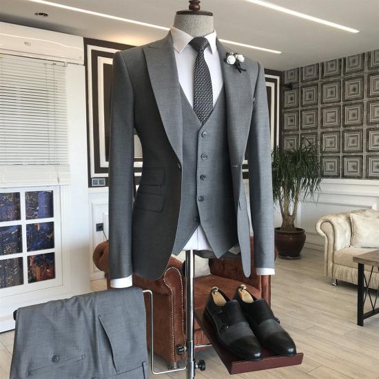 Zephyr Popular Gray 3-Pieces 3 Flaps Formal Business Men Suits_2