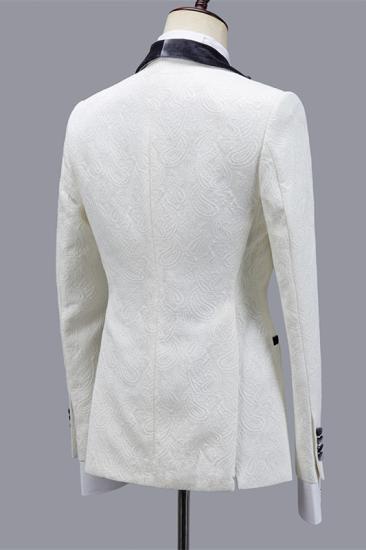 Ethan Stylish Slim Fit  Jacquard Wedding Men Suits With Black Shawl Lapel_2