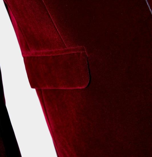 Fashion Burgundy Velvet Blazer Jacket | Two Pieces Shawl Lapel Men Suits_5