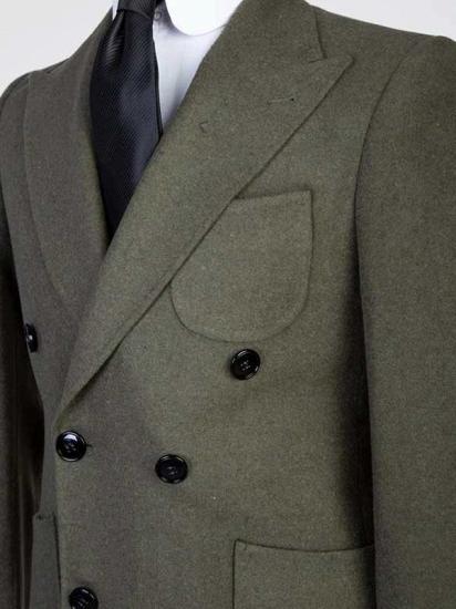 Double Breasted Men’s Wool Blend Long Coat_2