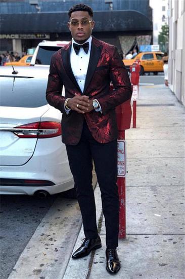 Jaxon Stylish Burgundy Slim Fit Peaked Lapel Men Suits for Prom_1