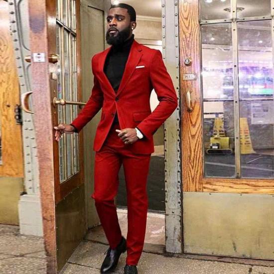 Thaddeus Newest Red Two Piece Slim Fit Prom Men Suit_2