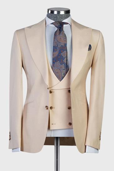 Chic Champagne Colored Lapel Fitting Men'S Business Suit | Happnessmall_1
