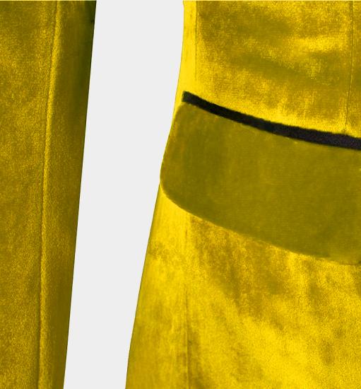 Blaze Slim fit Yellow Velvet Tuxedo for Men | Three Pieces Slim Fit Prom Suits_4