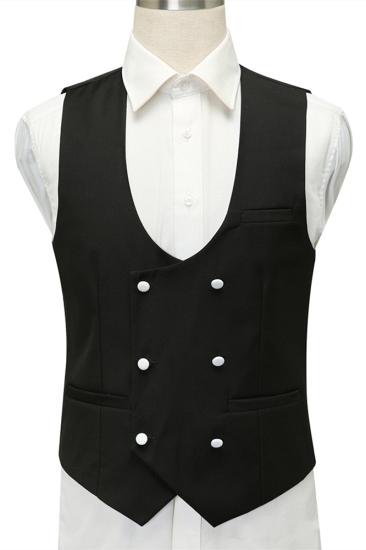 Fashionable white jacquard slim fit shawl with lapel and single button men's set_4