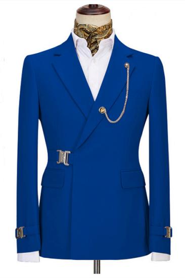 Unique Dark Blue Notch Lapel Two Pieces Fashion Men Suits For Business