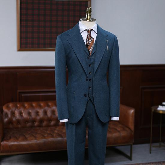 Amaury New Arrival Navy Blue Notched Lapel Slim Fit Custom Business Suit_2