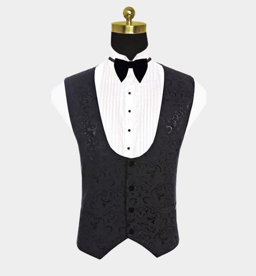 Gorgeous Black Jacquard Men Suits with 3 Pieces |  Dinner Suits for Prom_3