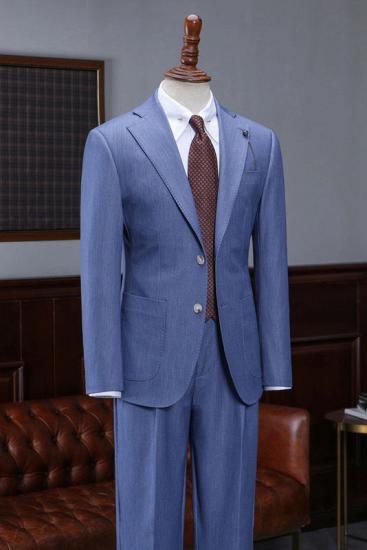 Lilith Fashion Blue 2 Pieces Notched Lapel Slim Fit Tailored Business Suit_1
