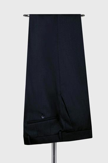 New Dark Blue 3 Piece Peaked Lapel Slim Fit Men Suits With Classic Vest_5