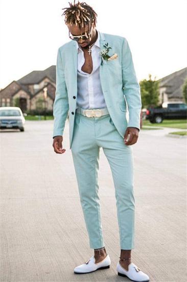 Mint Green Slim Fit Men's Two Piece Set with Notched Lapel Prom Suits