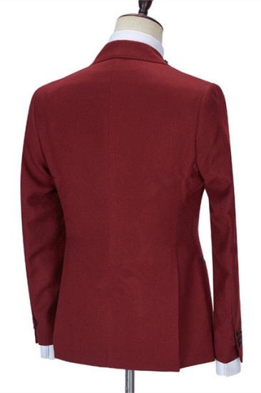 Chic Red Three Pieces Best Fitted Peaked Lapel Prom Suits | happnessmall_2