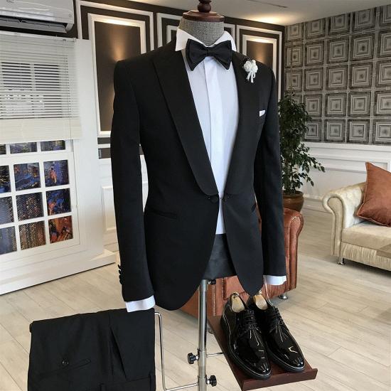 Ronin Traditional Black One Button Formal Business Slim fit Men Suits_2