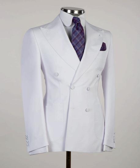 Amelia Elegant White Peaked Lapel Two Pieces Close Fitting Wedding Suits_3