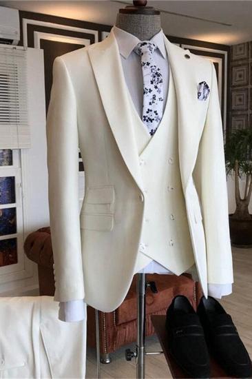 Daniel White Three Piece Set With Lapel For Custom Men'S Wedding Set_1