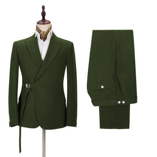 Fashion Bespoke Peaked Lapel Men Suits With Adjustable Buckle for Prom_2