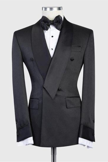 New Arrival Black Double Breasted Shawl Lapel Wedding Men Suit