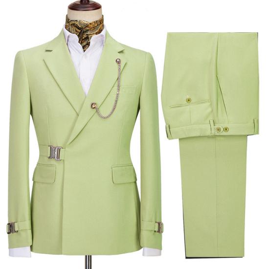 Elegant Shape Olive Green Special Button Notched Lapel Business Men Suits_2