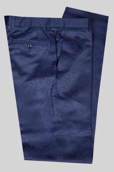 Chic Dark Blue Jacquard Shawl Lapel Wedding Men Suits | Prom Suits_2