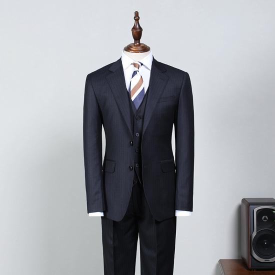 Patricia Popular Navy Blue Striped Slim Fit Business Men Suits_2