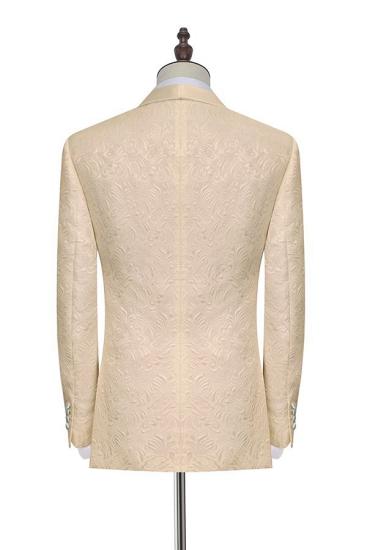 Elegant Champagne Jacquard Silk Shawl Lapel Wedding Tuxedos for Groom_2