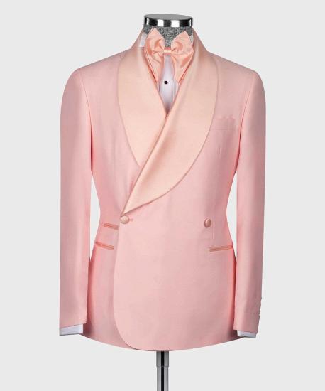 Greyson Handsome Pink Double Breasted Shawl Lapel Two Pieces Men Wedding Suits_2