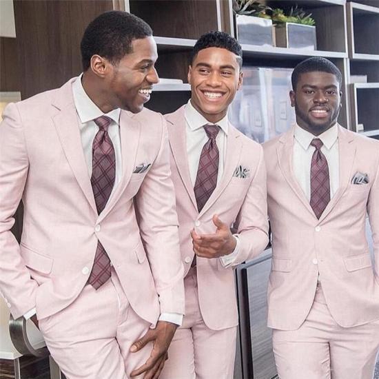Daniel Stylish Pink Slim Fit Groomsmen Suits for Wedding_2