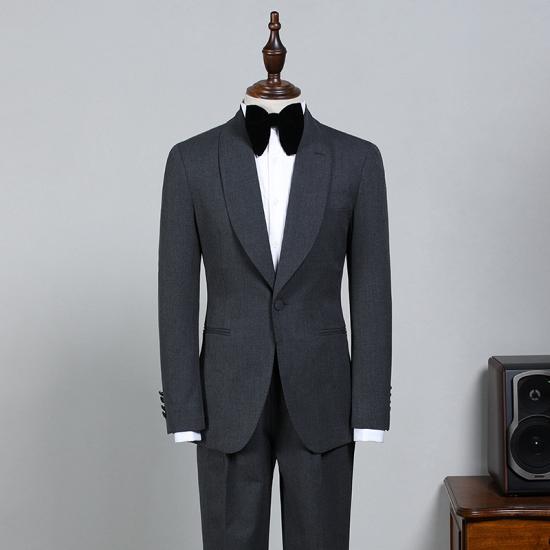 Jameson Traditional All Black One Button Slim Fit Wedding Suit For Grooms_2