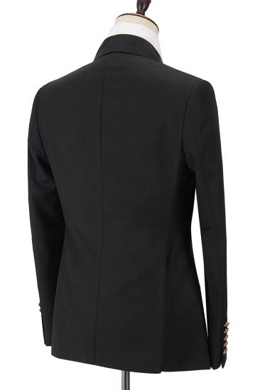 Classic Black Double Breasted Men's Formal Suit with Peak Lapel_2