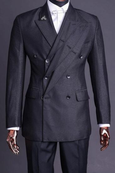 Pericles Special Design Black Peaked Lapel Double Breasted Prom Suits_1