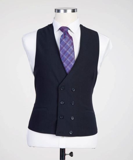 Hayes Glamoros Dark Navy Three Pieces Peaked Lapel Men Suits_2