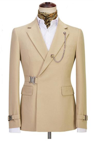 Chic Gold Brown Notched Lapel Two Pieces Slim Fit Business Suits