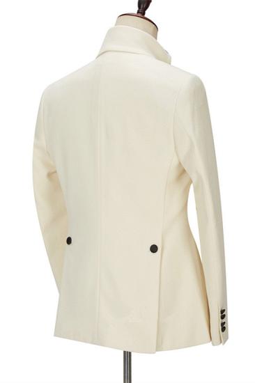 New Arrival Off White Black Silk Peaked Lapel Slim Fit One Button Men Suit_2
