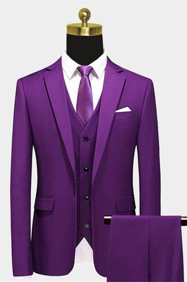 Chic Purple Men Suits For Prom | Three Pieces Tuxedo with Notched Lapel