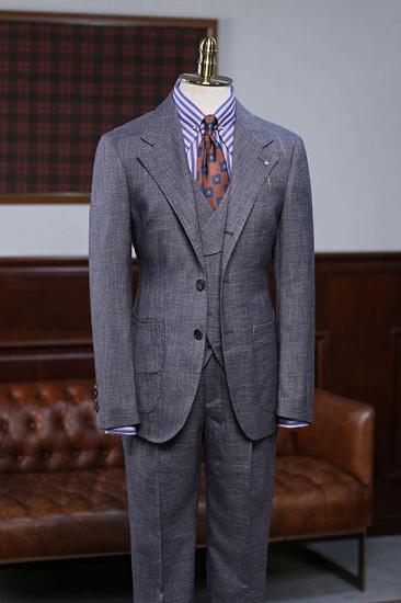 Harper Trendy Dark Gray Plaid 3 Pieces Slim Fit Men'S Business Suit_1