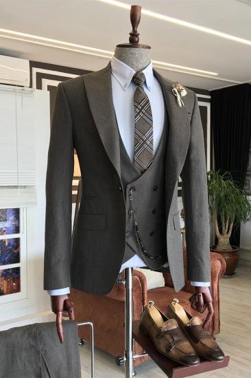 Markos Traditional Dark Brown One Button 3-pieces Men Suits For Business_1