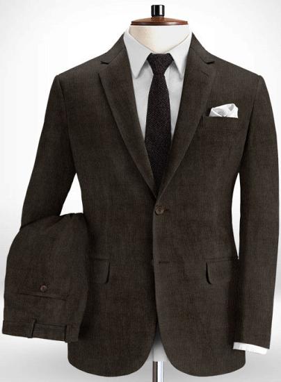 Latest Design Brown Two Pieces Prom Tuxedo | Corduroy Formal Business Men Suits_2