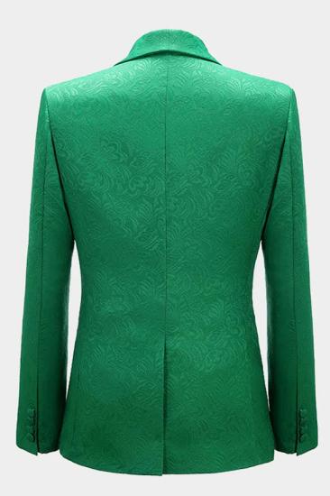 Unique green jacquard round neck double breasted ball set_2